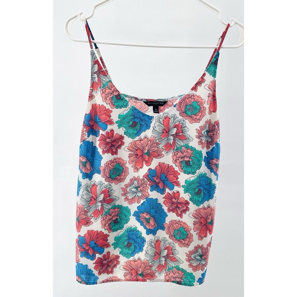 Banana Republic Floral Tank Blouse M Flowy Cami Coastal Vacation Summer